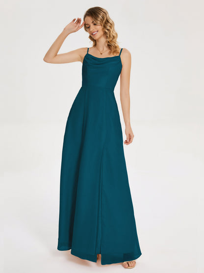 Blake Spaghetti Straps Chiffon Bridesmaid Dress with Slit
