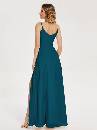 Blake Spaghetti Straps Chiffon Bridesmaid Dress with Slit