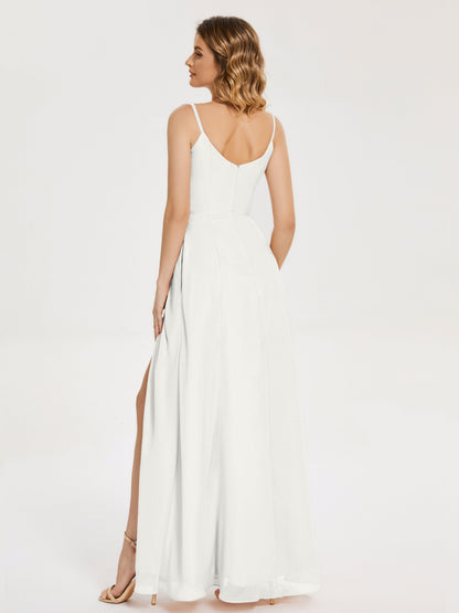 Blake Spaghetti Straps Chiffon Bridesmaid Dress with Slit
