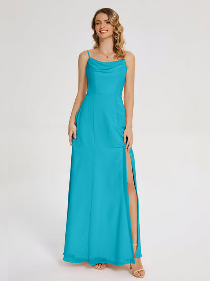 Blake Spaghetti Straps Chiffon Bridesmaid Dress with Slit