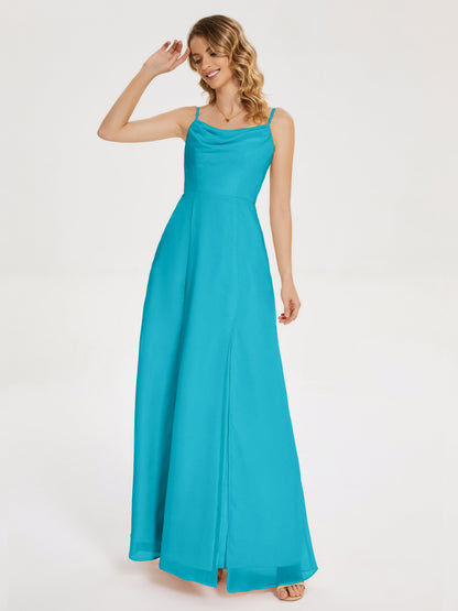Blake Spaghetti Straps Chiffon Bridesmaid Dress with Slit