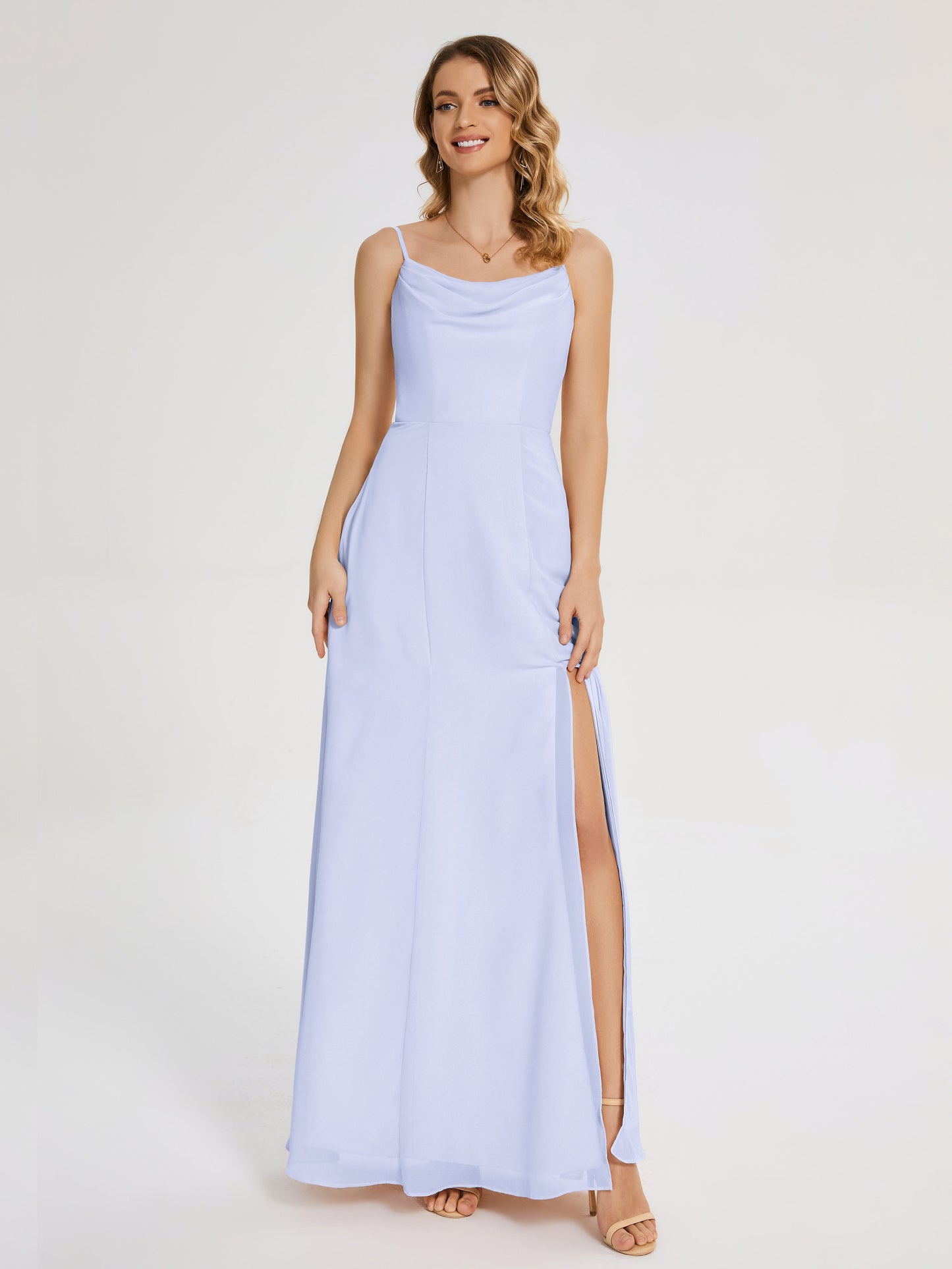 Blake Spaghetti Straps Chiffon Bridesmaid Dress with Slit