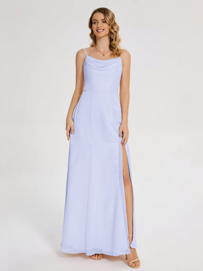 Blake Spaghetti Straps Chiffon Bridesmaid Dress with Slit