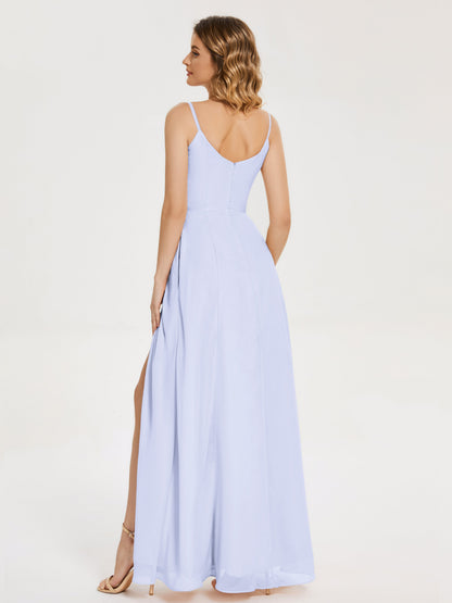 Blake Spaghetti Straps Chiffon Bridesmaid Dress with Slit