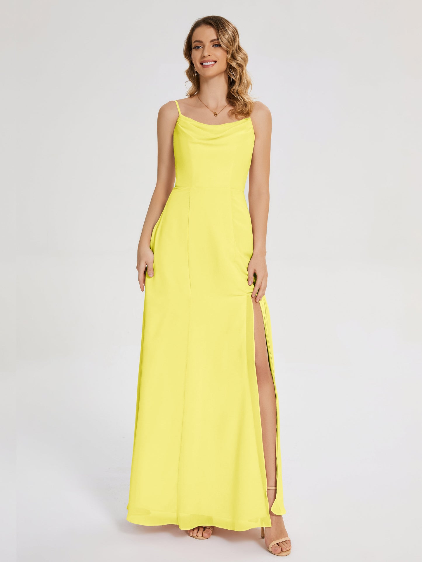 Blake Spaghetti Straps Chiffon Bridesmaid Dress with Slit