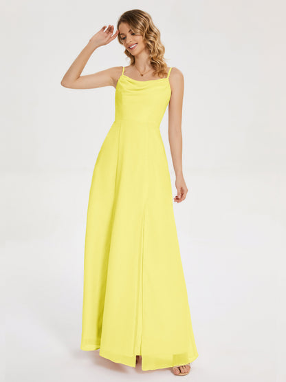 Blake Spaghetti Straps Chiffon Bridesmaid Dress with Slit