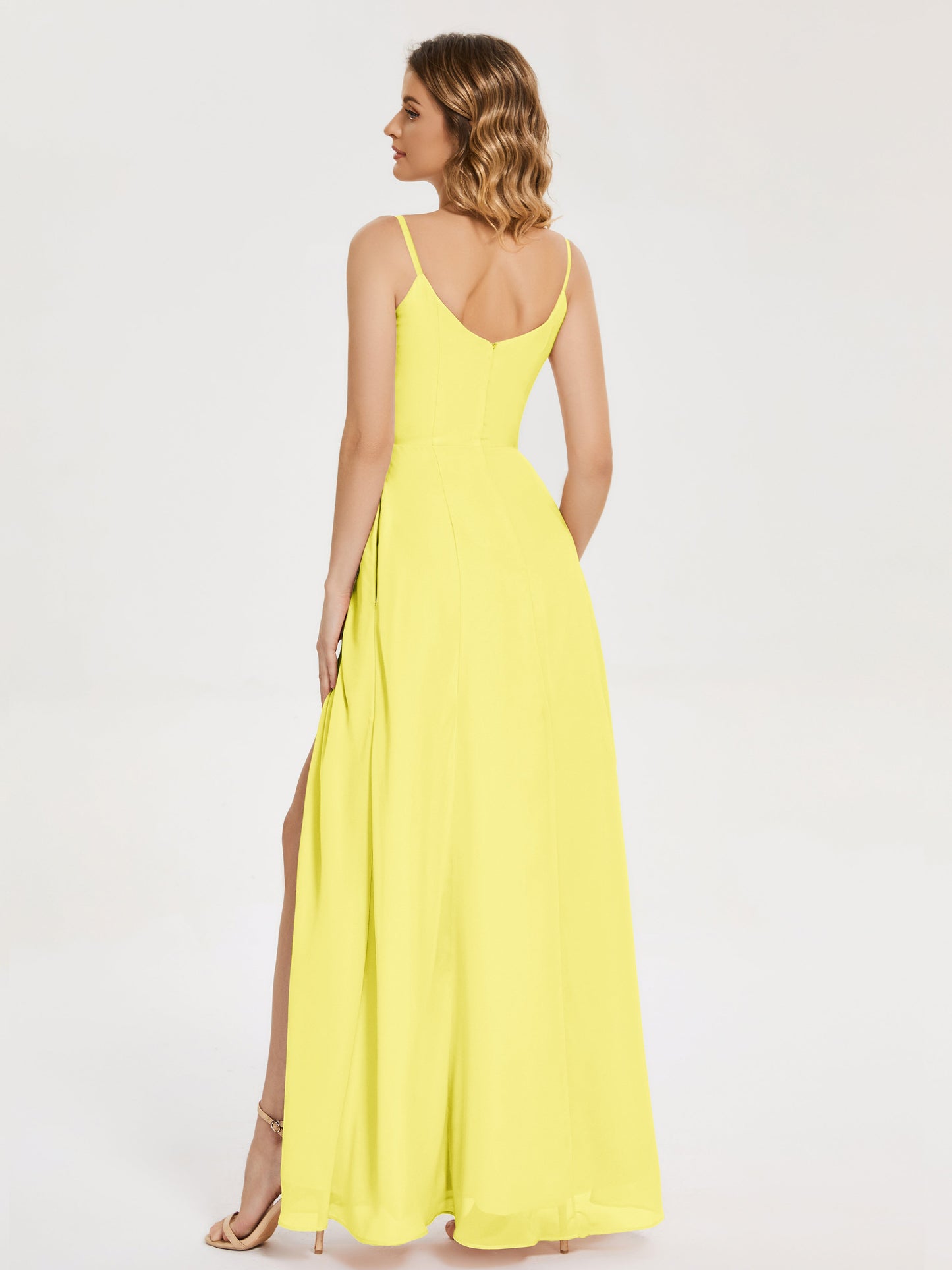 Blake Spaghetti Straps Chiffon Bridesmaid Dress with Slit