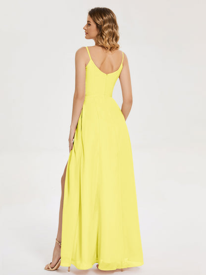 Blake Spaghetti Straps Chiffon Bridesmaid Dress with Slit