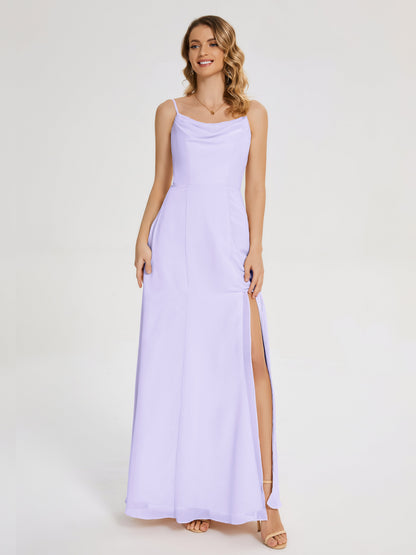 Blake Spaghetti Straps Chiffon Bridesmaid Dress with Slit
