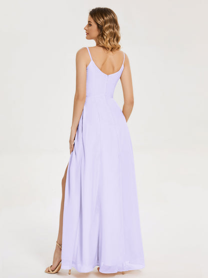 Blake Spaghetti Straps Chiffon Bridesmaid Dress with Slit