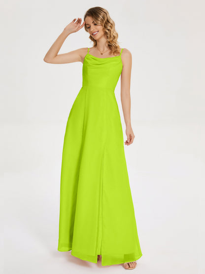 Blake Spaghetti Straps Chiffon Bridesmaid Dress with Slit
