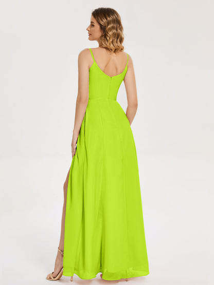 Blake Spaghetti Straps Chiffon Bridesmaid Dress with Slit