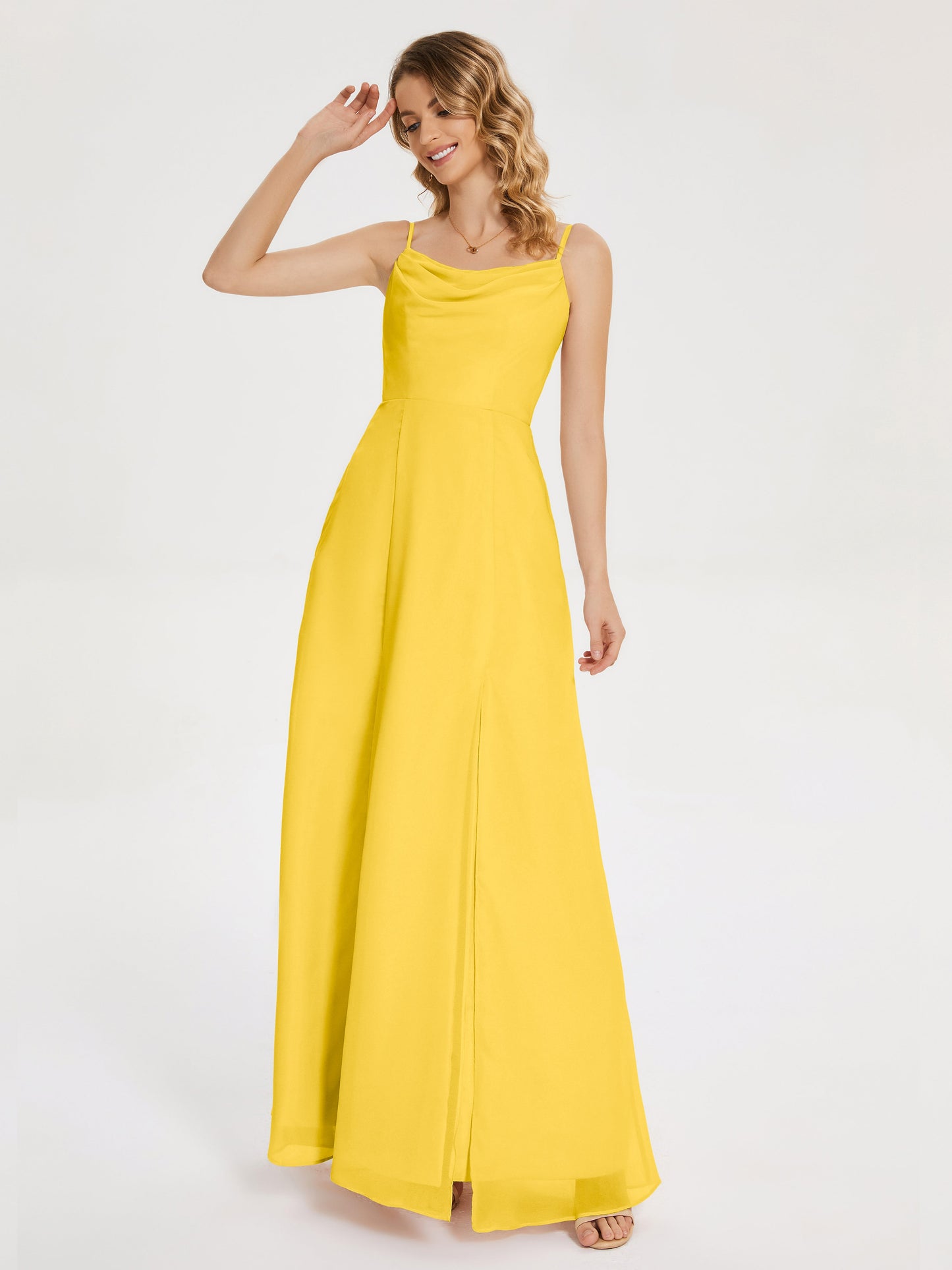 Blake Spaghetti Straps Chiffon Bridesmaid Dress with Slit