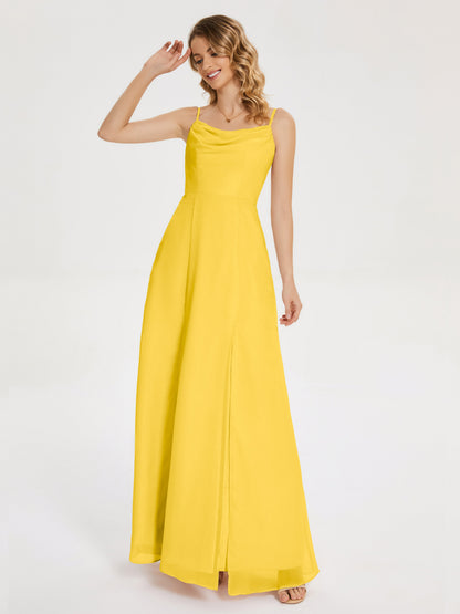 Blake Spaghetti Straps Chiffon Bridesmaid Dress with Slit