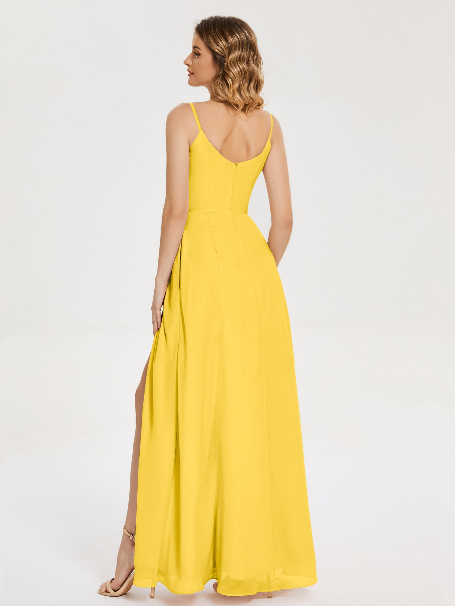 Blake Spaghetti Straps Chiffon Bridesmaid Dress with Slit