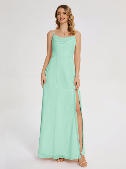 Blake Spaghetti Straps Chiffon Bridesmaid Dress with Slit