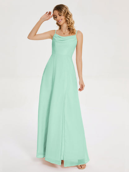 Blake Spaghetti Straps Chiffon Bridesmaid Dress with Slit