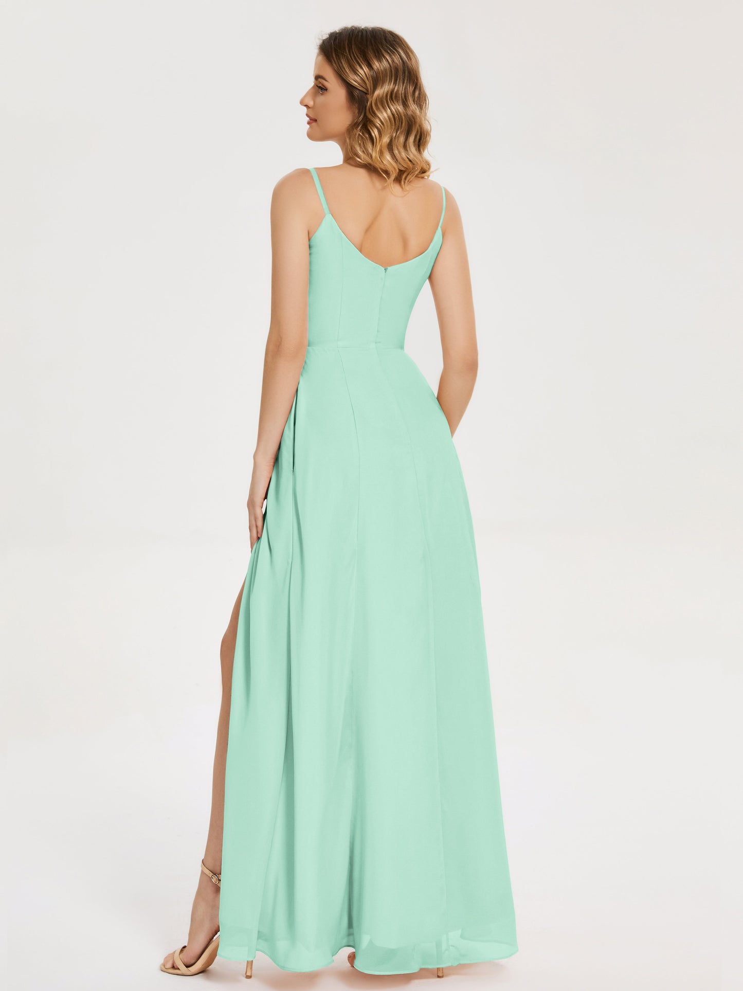 Blake Spaghetti Straps Chiffon Bridesmaid Dress with Slit