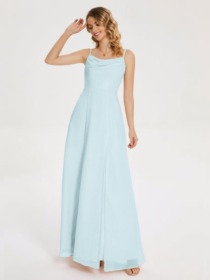 Blake Spaghetti Straps Chiffon Bridesmaid Dress with Slit