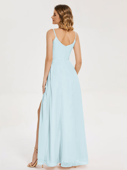 Blake Spaghetti Straps Chiffon Bridesmaid Dress with Slit