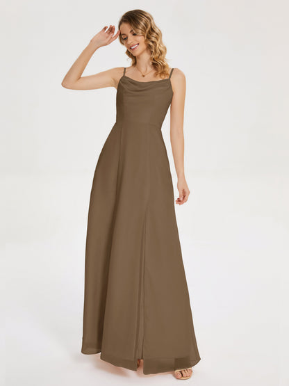Blake Spaghetti Straps Chiffon Bridesmaid Dress with Slit