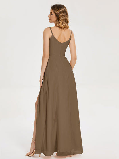 Blake Spaghetti Straps Chiffon Bridesmaid Dress with Slit