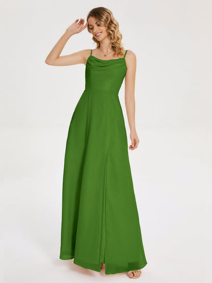 Blake Spaghetti Straps Chiffon Bridesmaid Dress with Slit