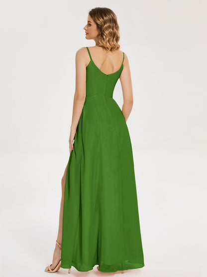 Blake Spaghetti Straps Chiffon Bridesmaid Dress with Slit