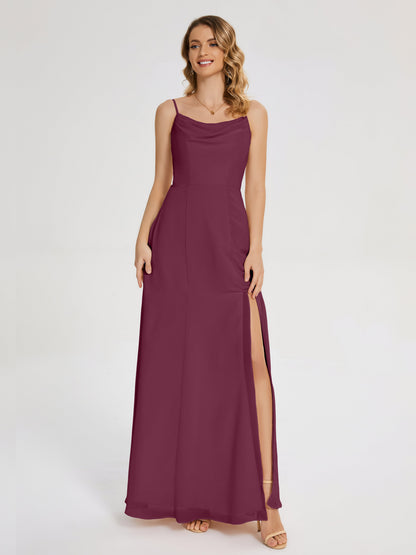 Blake Spaghetti Straps Chiffon Bridesmaid Dress with Slit