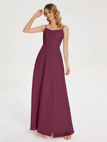 Blake Spaghetti Straps Chiffon Bridesmaid Dress with Slit