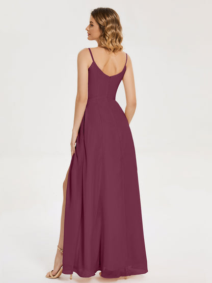 Blake Spaghetti Straps Chiffon Bridesmaid Dress with Slit