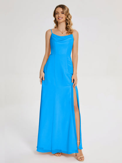 Blake Spaghetti Straps Chiffon Bridesmaid Dress with Slit