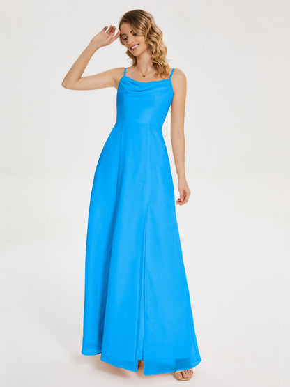 Blake Spaghetti Straps Chiffon Bridesmaid Dress with Slit