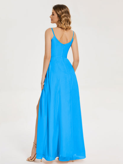 Blake Spaghetti Straps Chiffon Bridesmaid Dress with Slit