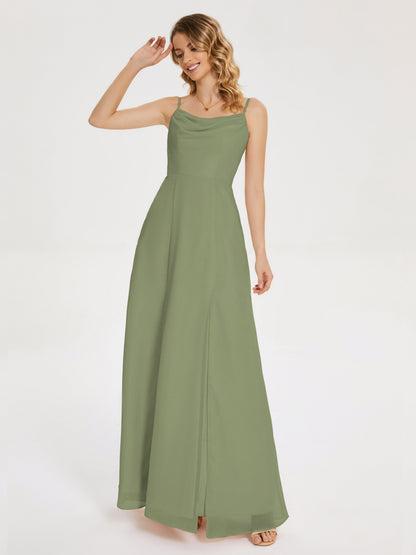 Blake Spaghetti Straps Chiffon Bridesmaid Dress with Slit
