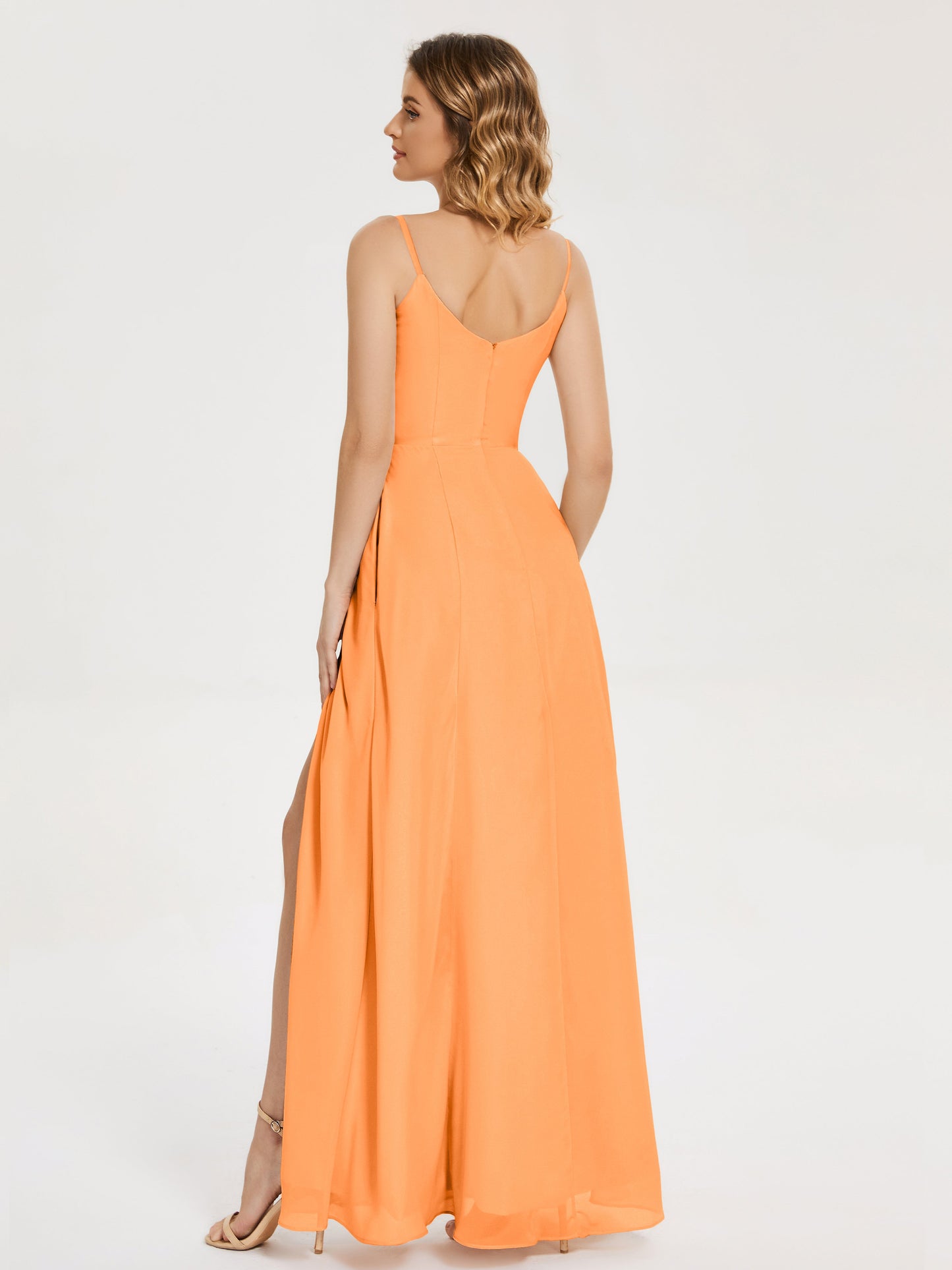 Blake Spaghetti Straps Chiffon Bridesmaid Dress with Slit