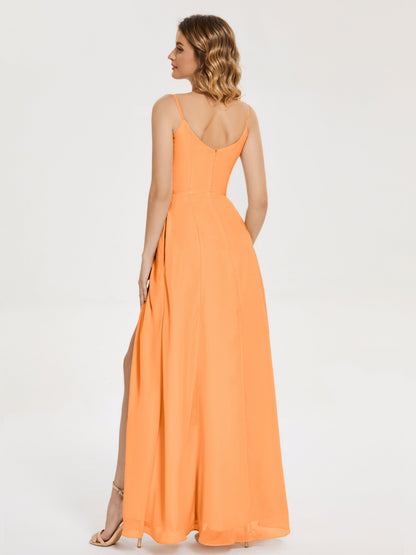 Blake Spaghetti Straps Chiffon Bridesmaid Dress with Slit