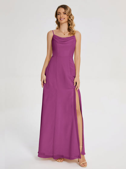 Blake Spaghetti Straps Chiffon Bridesmaid Dress with Slit