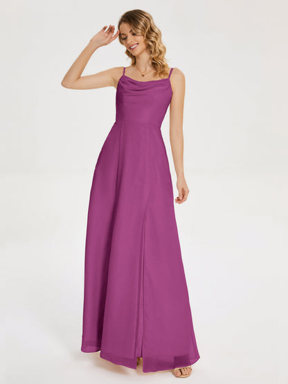 Blake Spaghetti Straps Chiffon Bridesmaid Dress with Slit