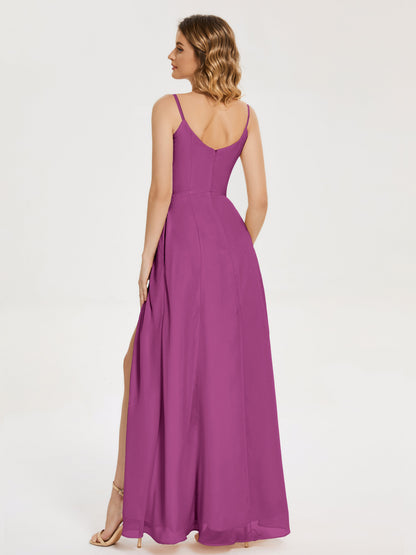 Blake Spaghetti Straps Chiffon Bridesmaid Dress with Slit