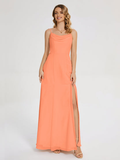 Blake Spaghetti Straps Chiffon Bridesmaid Dress with Slit