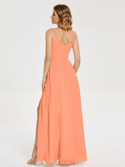 Blake Spaghetti Straps Chiffon Bridesmaid Dress with Slit