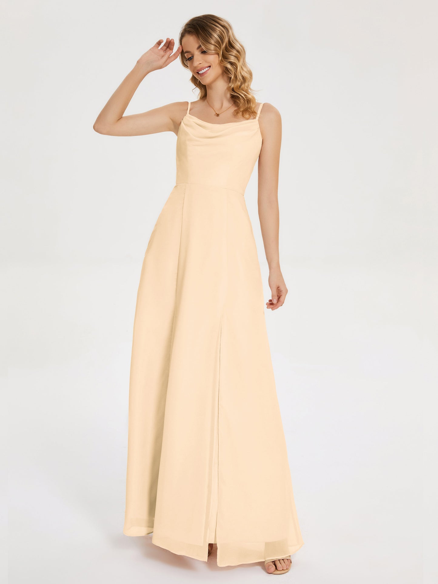 Blake Spaghetti Straps Chiffon Bridesmaid Dress with Slit