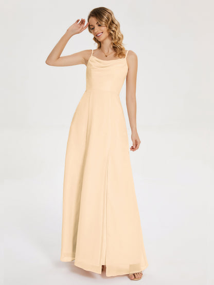Blake Spaghetti Straps Chiffon Bridesmaid Dress with Slit