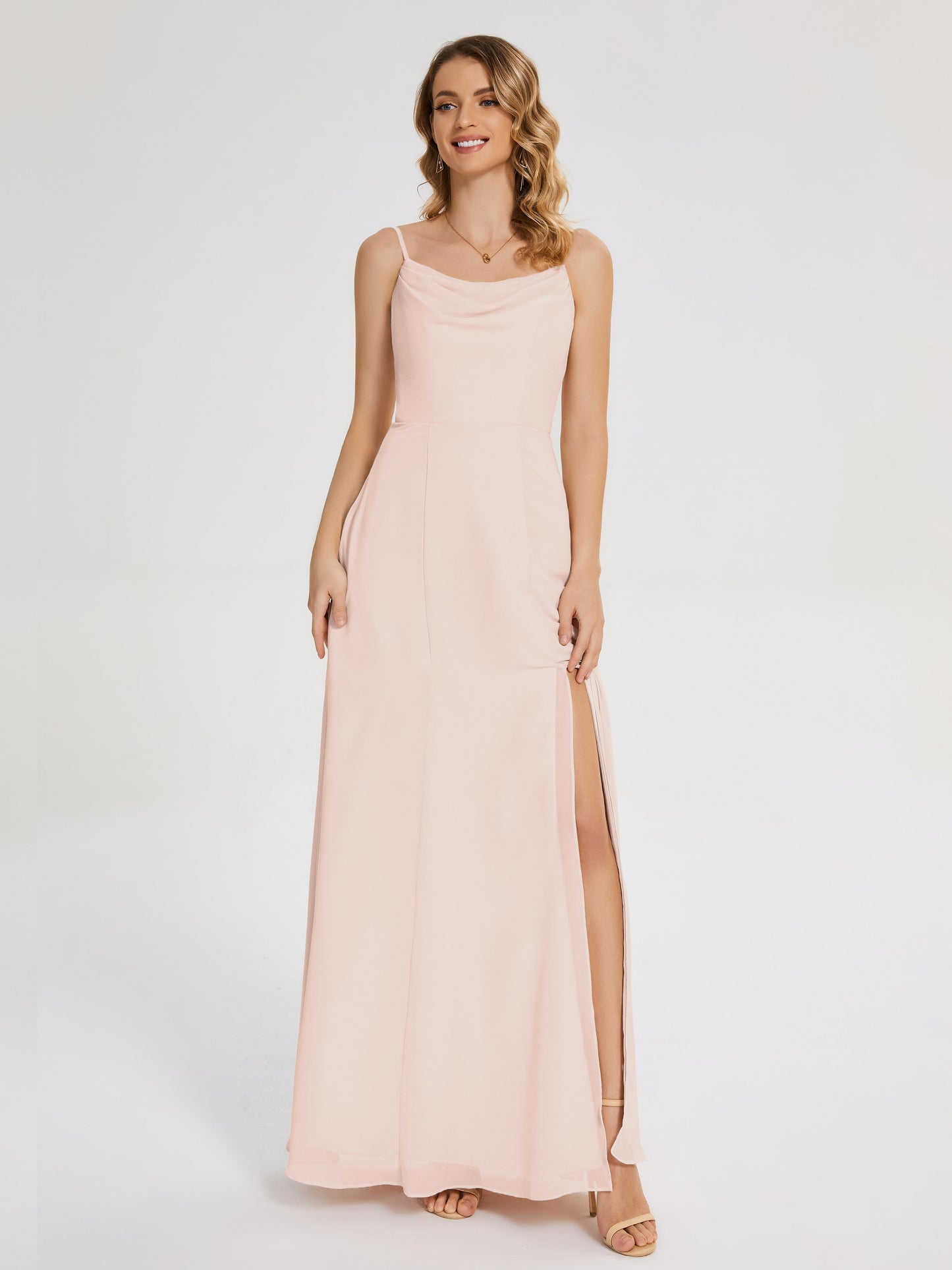 Blake Spaghetti Straps Chiffon Bridesmaid Dress with Slit