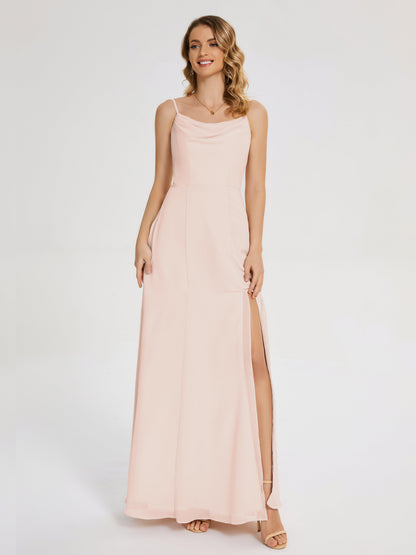 Blake Spaghetti Straps Chiffon Bridesmaid Dress with Slit