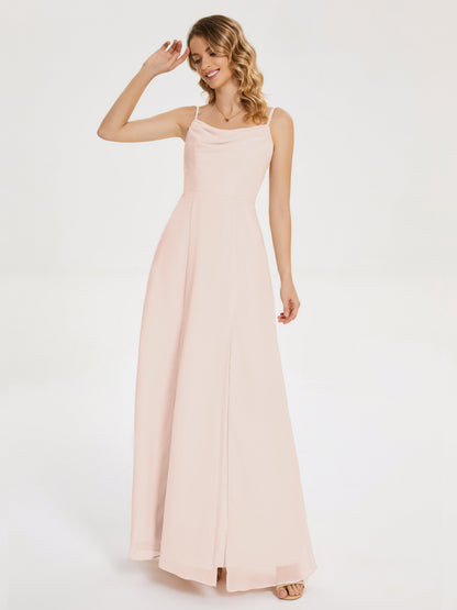 Blake Spaghetti Straps Chiffon Bridesmaid Dress with Slit