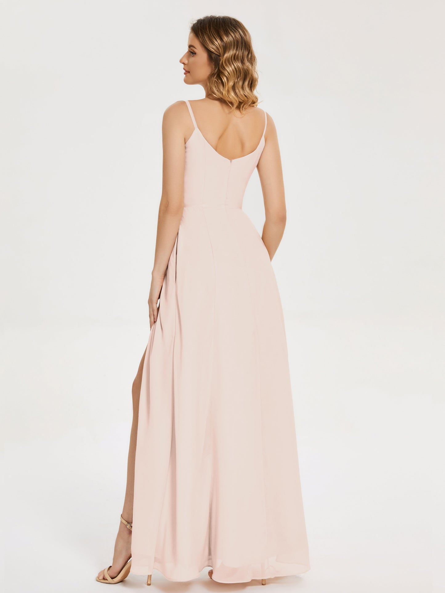 Blake Spaghetti Straps Chiffon Bridesmaid Dress with Slit