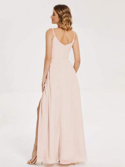 Blake Spaghetti Straps Chiffon Bridesmaid Dress with Slit
