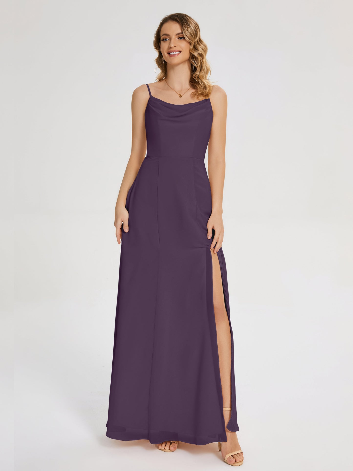 Blake Spaghetti Straps Chiffon Bridesmaid Dress with Slit